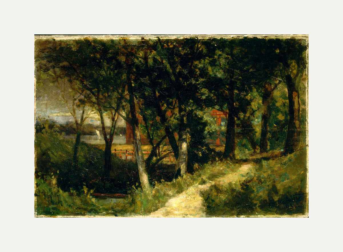Edward Mitchell Bannister Print, Untitled (Forest with Red Fence and Building) (1893) — rolled canvas