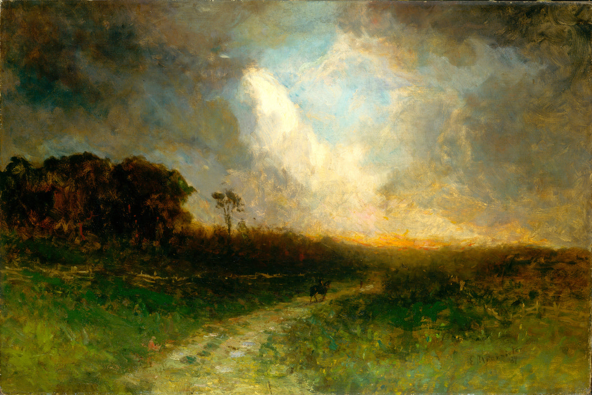 Edward Mitchell Bannister Print, Untitled (Landscape with a Rider) (1884) — unframed