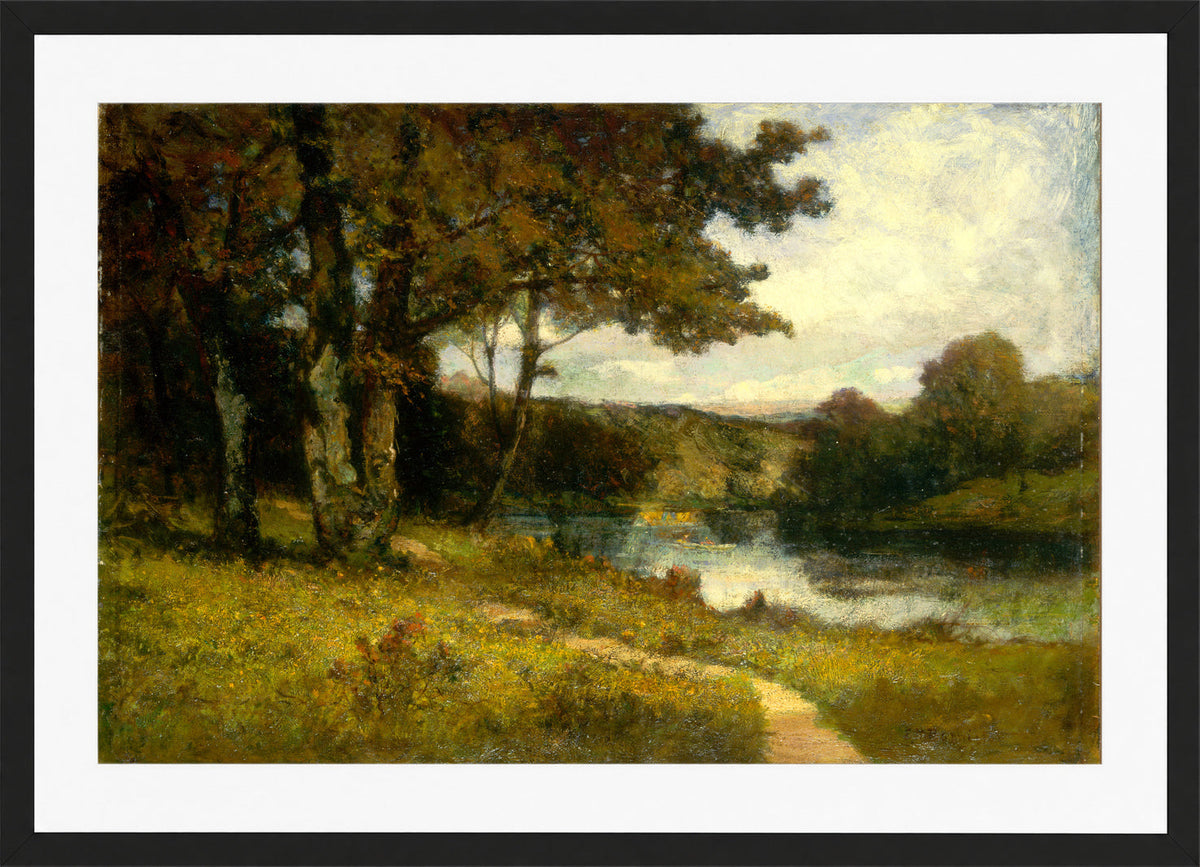 Edward Mitchell Bannister Print, Untitled (Trees near a River) (1891) — black frame