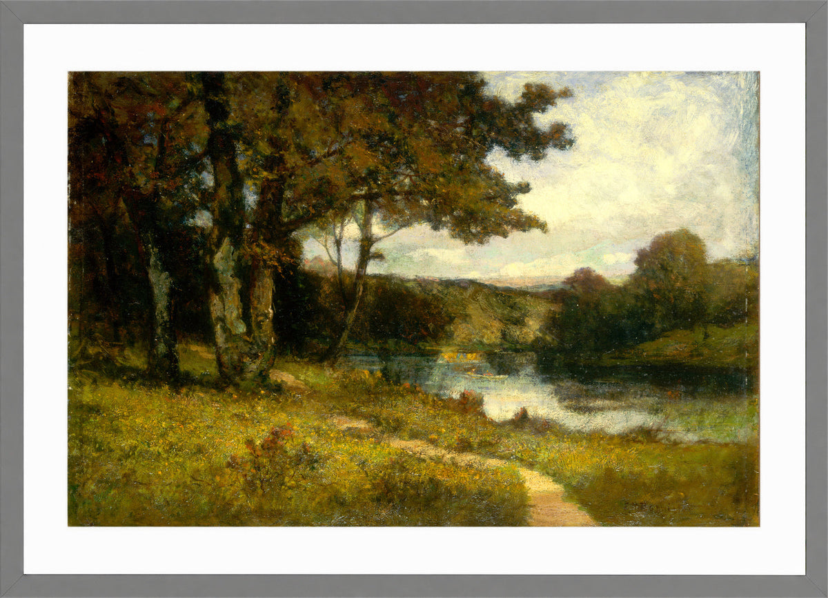 Edward Mitchell Bannister Print, Untitled (Trees near a River) (1891) — light grey frame