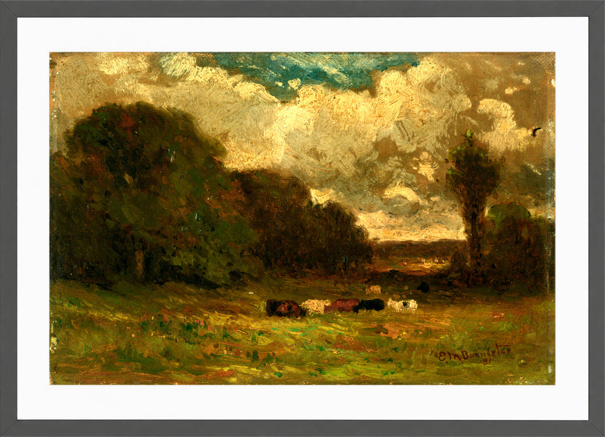 Edward Mitchell Bannister Print, Untitled (Cows and Trees) (1881) — dark grey frame