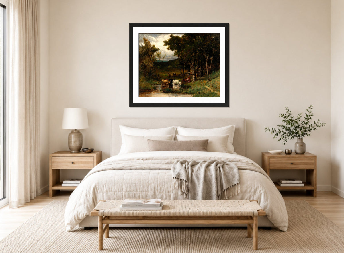 Edward Mitchell Bannister Print, Untitled (Cows in a Stream) (1882) — bedroom