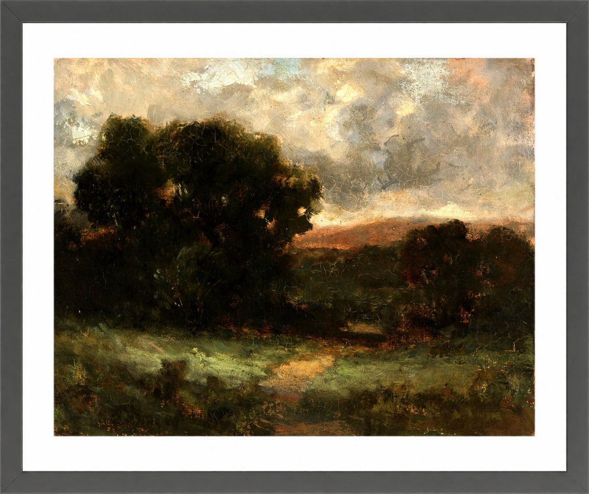 Edward Mitchell Bannister Print, Untitled (Meadow and Trees) — dark grey frame