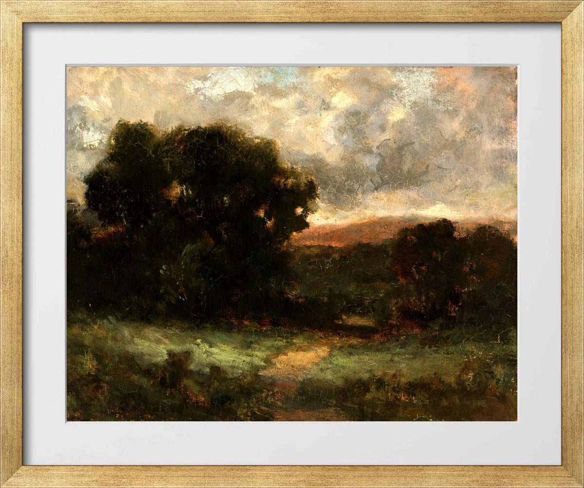 Edward Mitchell Bannister Print, Untitled (Meadow and Trees) — gold frame