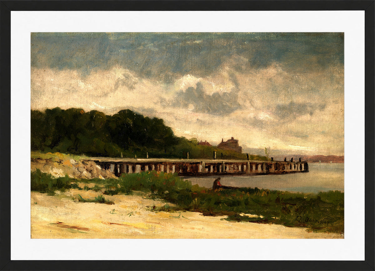 Edward Mitchell Bannister Print, Untitled (Landscape with a Pier) — black frame