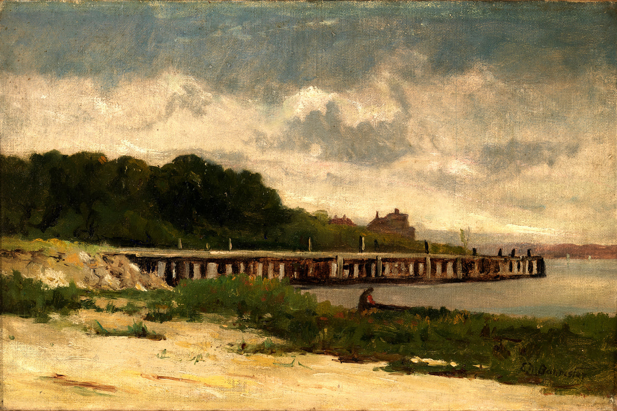 Edward Mitchell Bannister Print, Untitled (Landscape with a Pier) — unframed