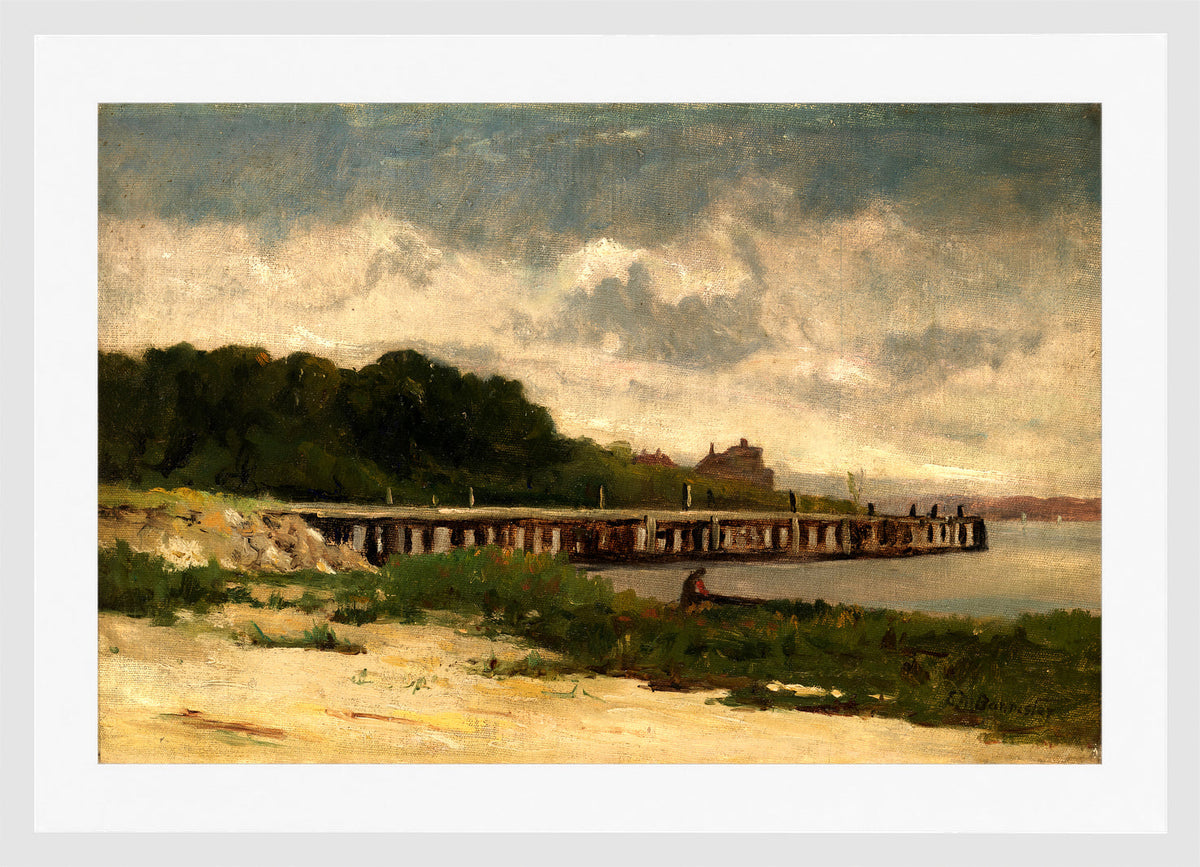 Edward Mitchell Bannister Print, Untitled (Landscape with a Pier) — white frame