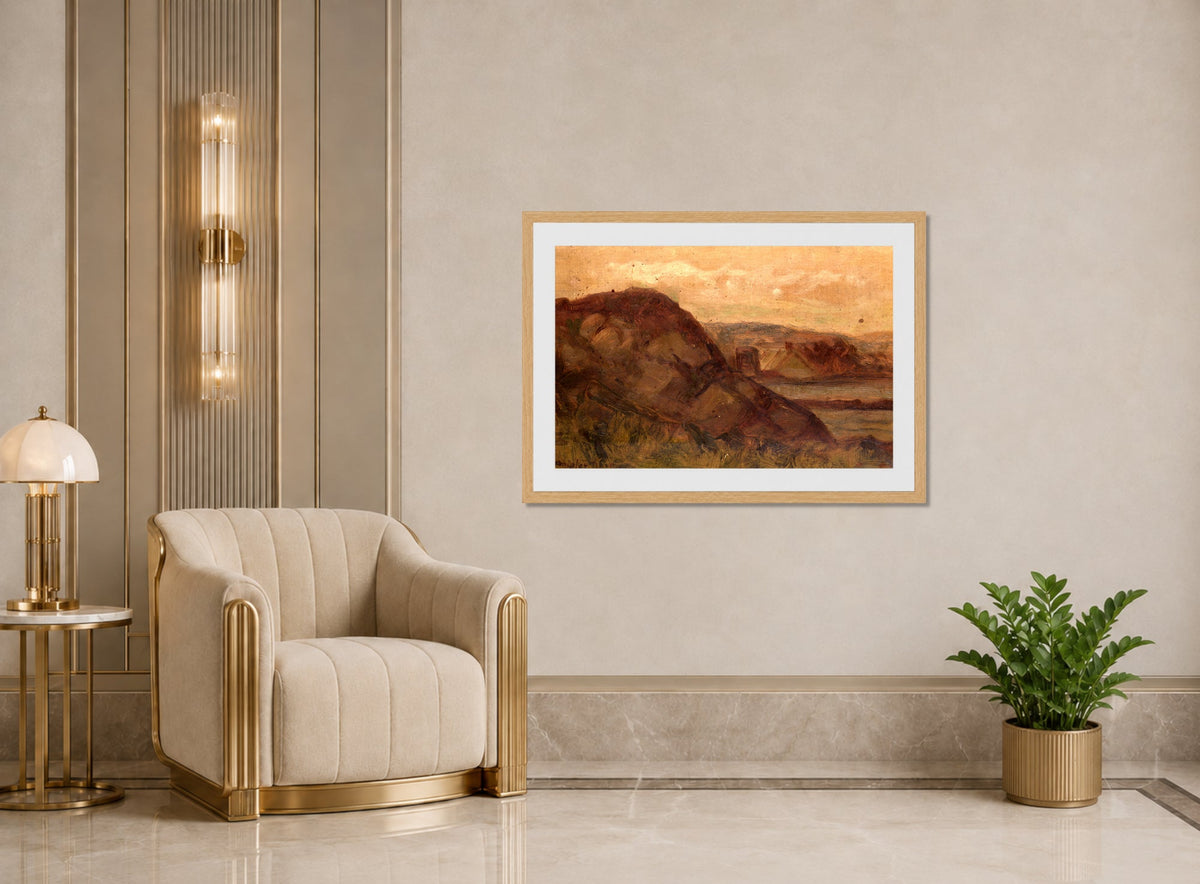Edward Mitchell Bannister Print, Untitled (Landscape with Rocks) (1898) — art deco roomset