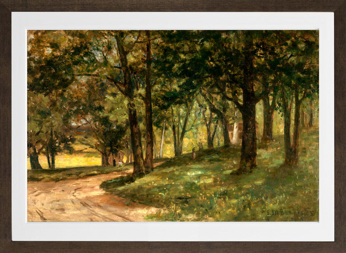 Edward Mitchell Bannister Print, Untitled (Landscape with Trees) — brown frame