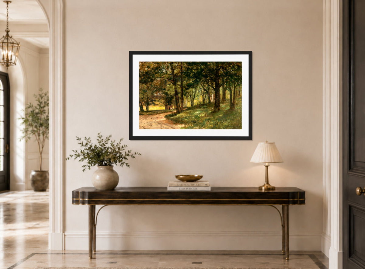 Edward Mitchell Bannister Print, Untitled (Landscape with Trees) — hallway