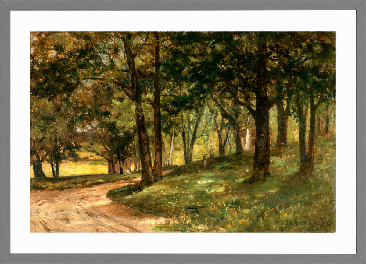 Edward Mitchell Bannister Print, Untitled (Landscape with Trees) — light grey frame