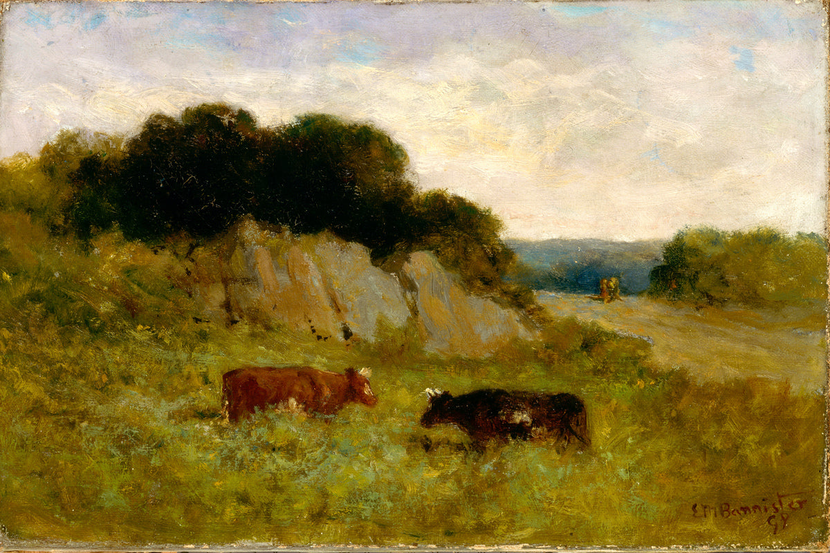 Edward Mitchell Bannister Print, Untitled (Landscape with Two Cows) (1898) — unframed