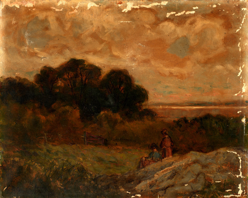 Edward Mitchell Bannister Print, Untitled (Two Women Reclining on Rocks) — unframed