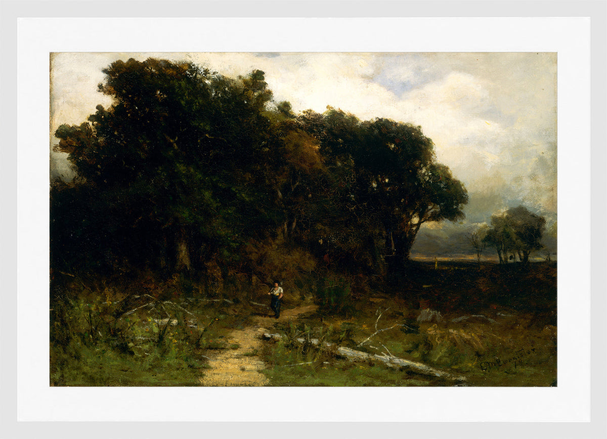 Edward Mitchell Bannister Print, Untitled (Woodcutter on a Path) (1879) — white frame
