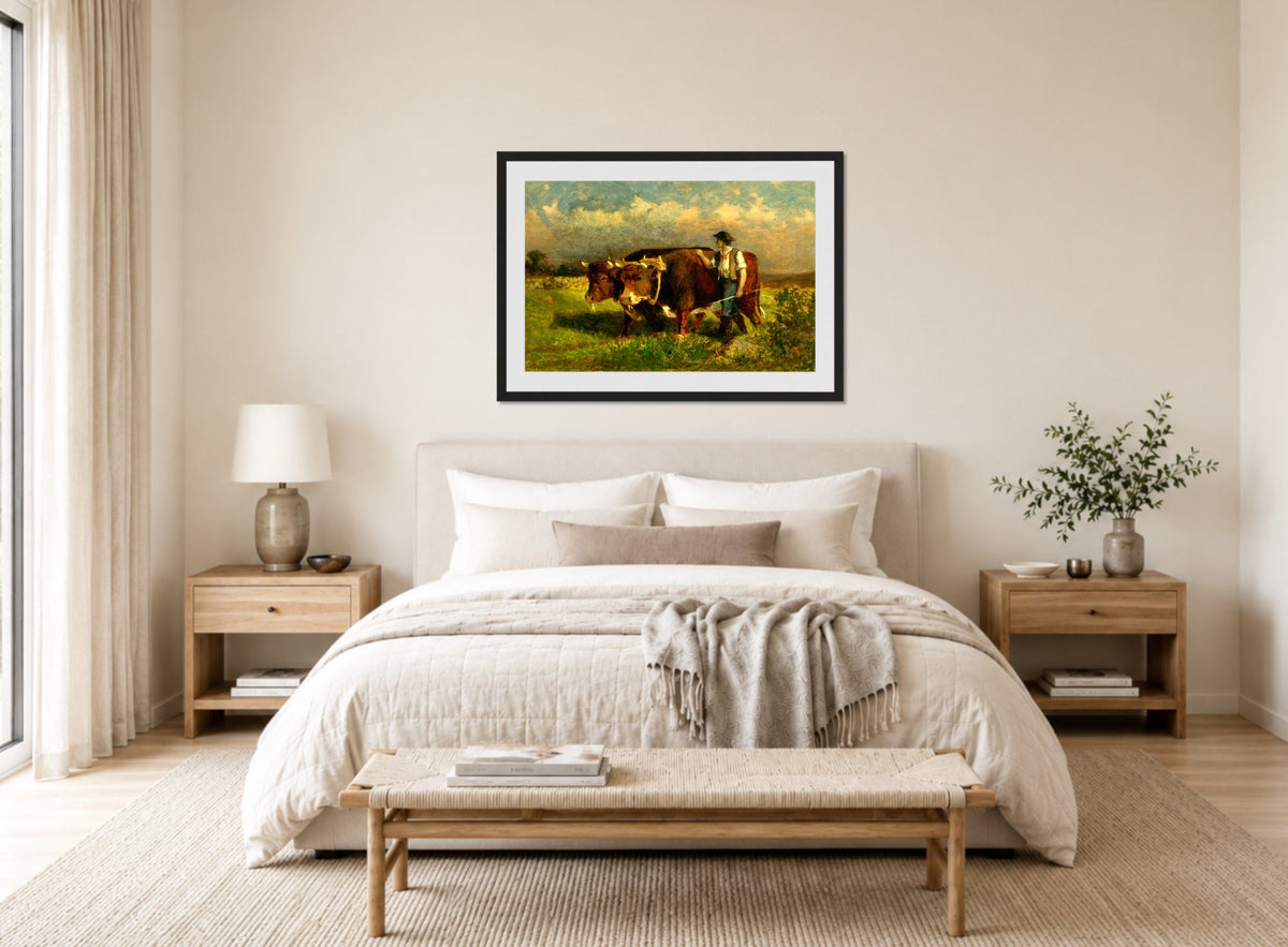 Edward Mitchell Bannister Print, Untitled (Man with Two Oxen) (1869) — bedroom