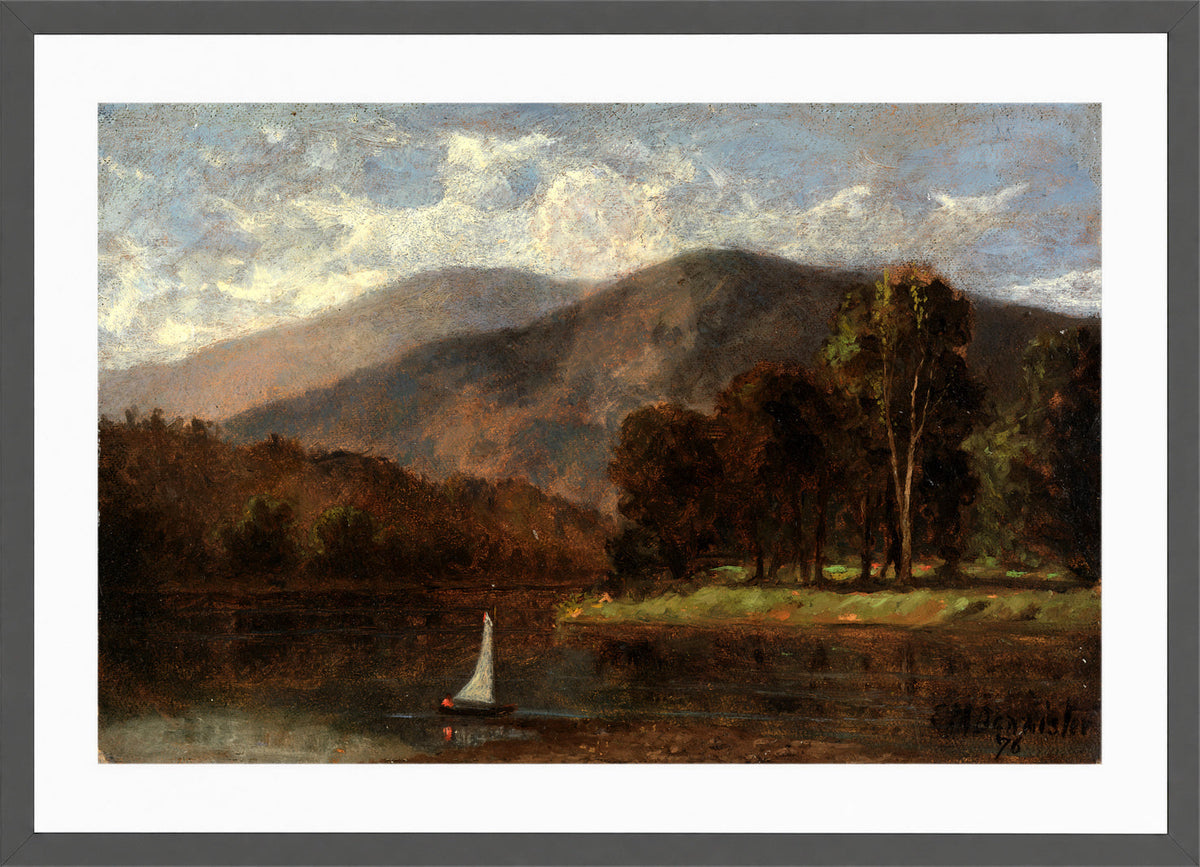 Edward Mitchell Bannister Print, Untitled (Sailboat in a River) (1876) — dark grey frame