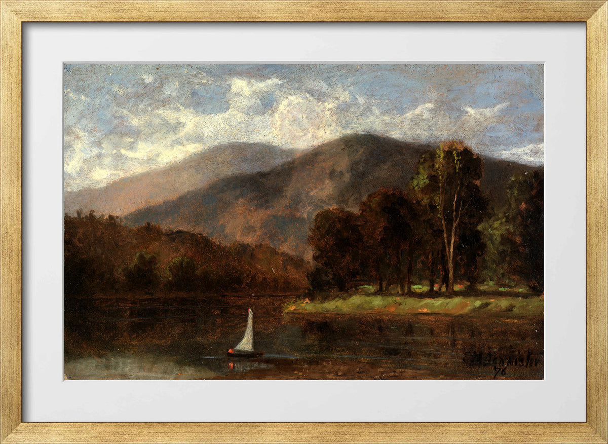 Edward Mitchell Bannister Print, Untitled (Sailboat in a River) (1876) — gold frame