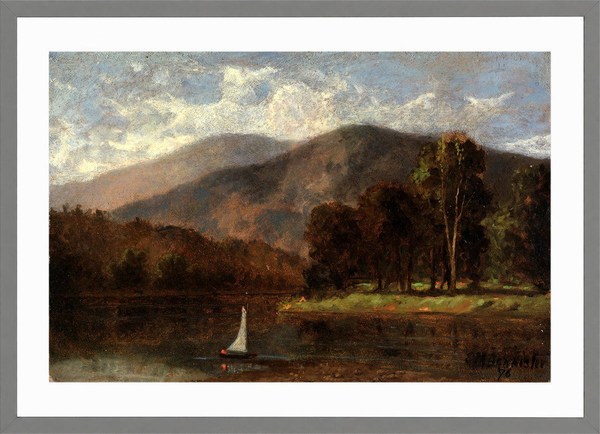 Edward Mitchell Bannister Print, Untitled (Sailboat in a River) (1876) — light grey frame