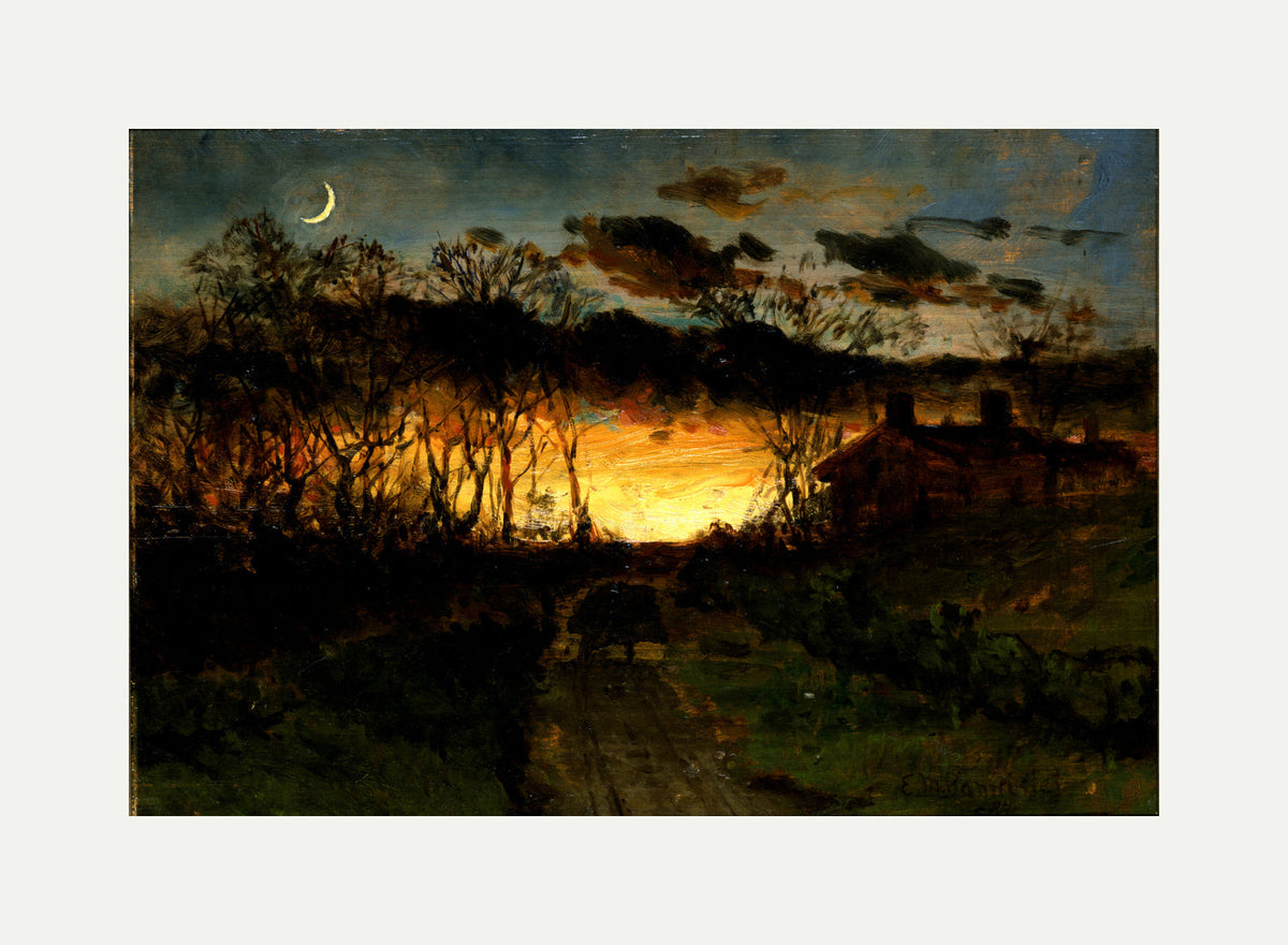 Edward Mitchell Bannister Print, Untitled (Sunset, Moon and Farmhouse) (1883) — rolled canvas