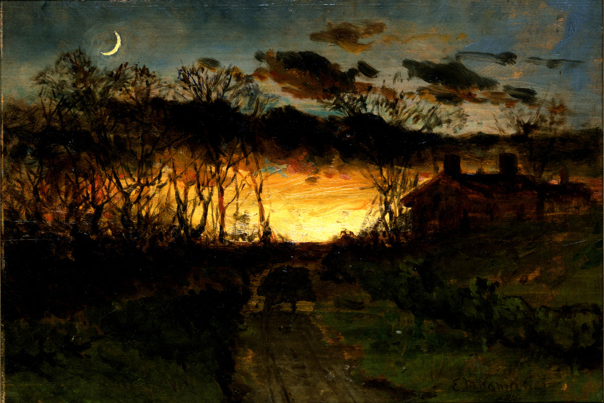 Edward Mitchell Bannister Print, Untitled (Sunset, Moon and Farmhouse) (1883) — unframed