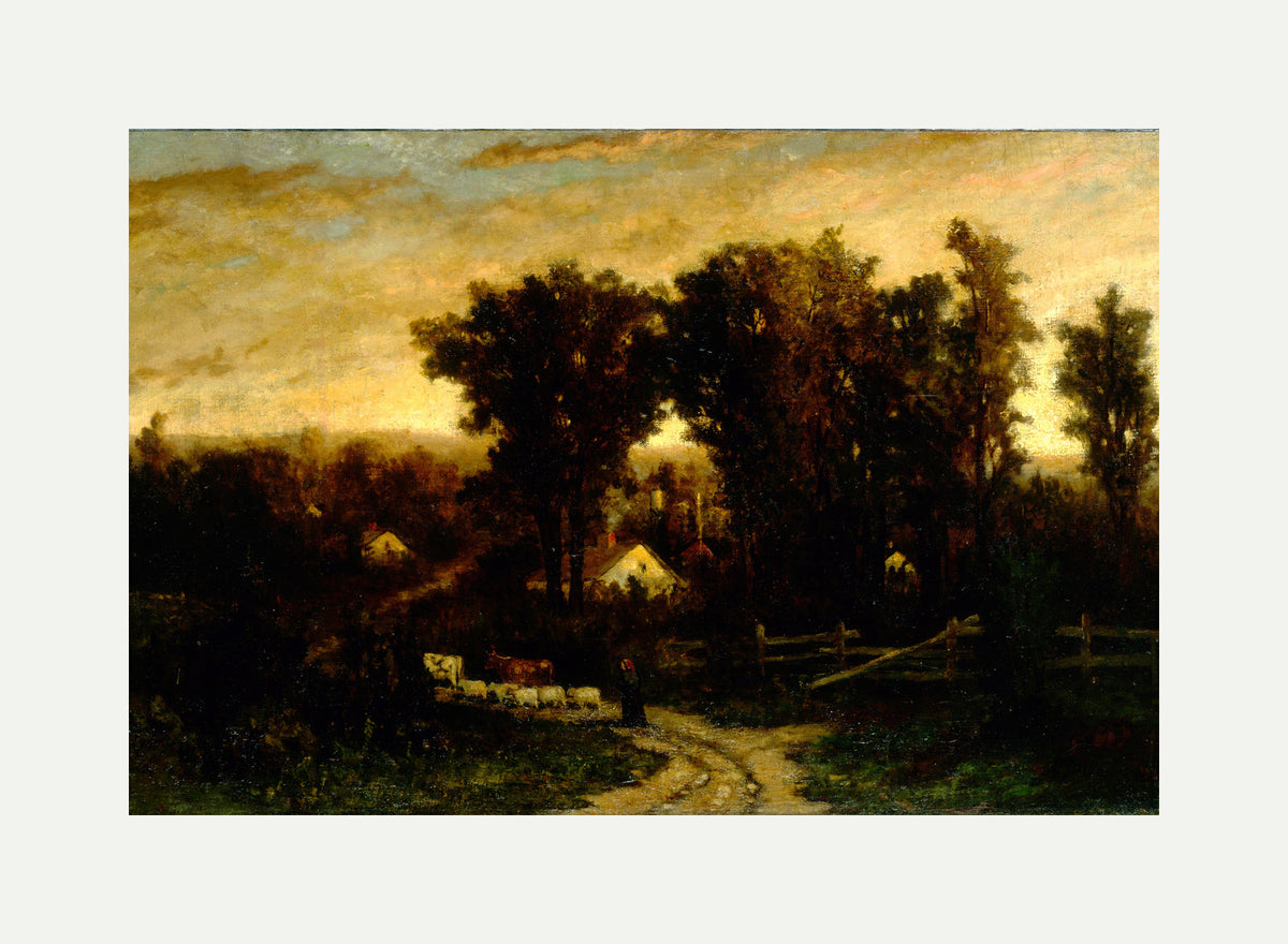 Edward Mitchell Bannister Print, Untitled (Woman with Cattle and Sheep at Dusk) — rolled canvas