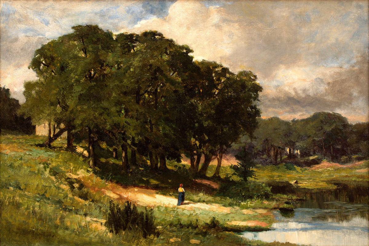 Edward Mitchell Bannister Print, Woman Standing near a Pond (1880) — unframed
