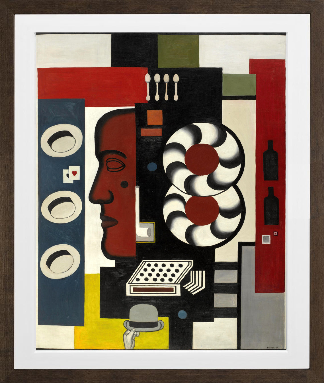 Fernand Léger, Composition à la main et aux chapeaux — brown frame