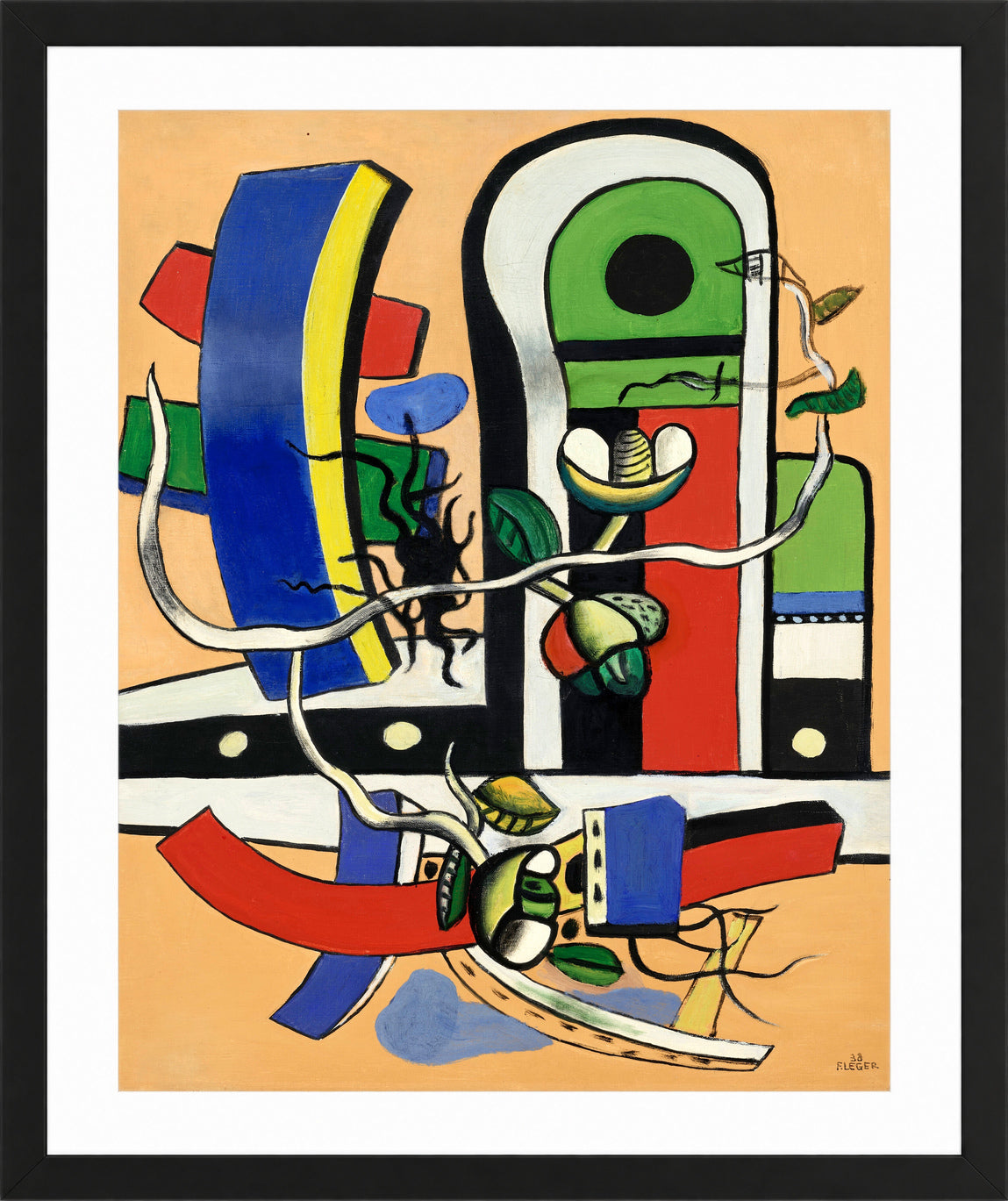 Fernand Léger, Composition aux trois fleurs — black frame