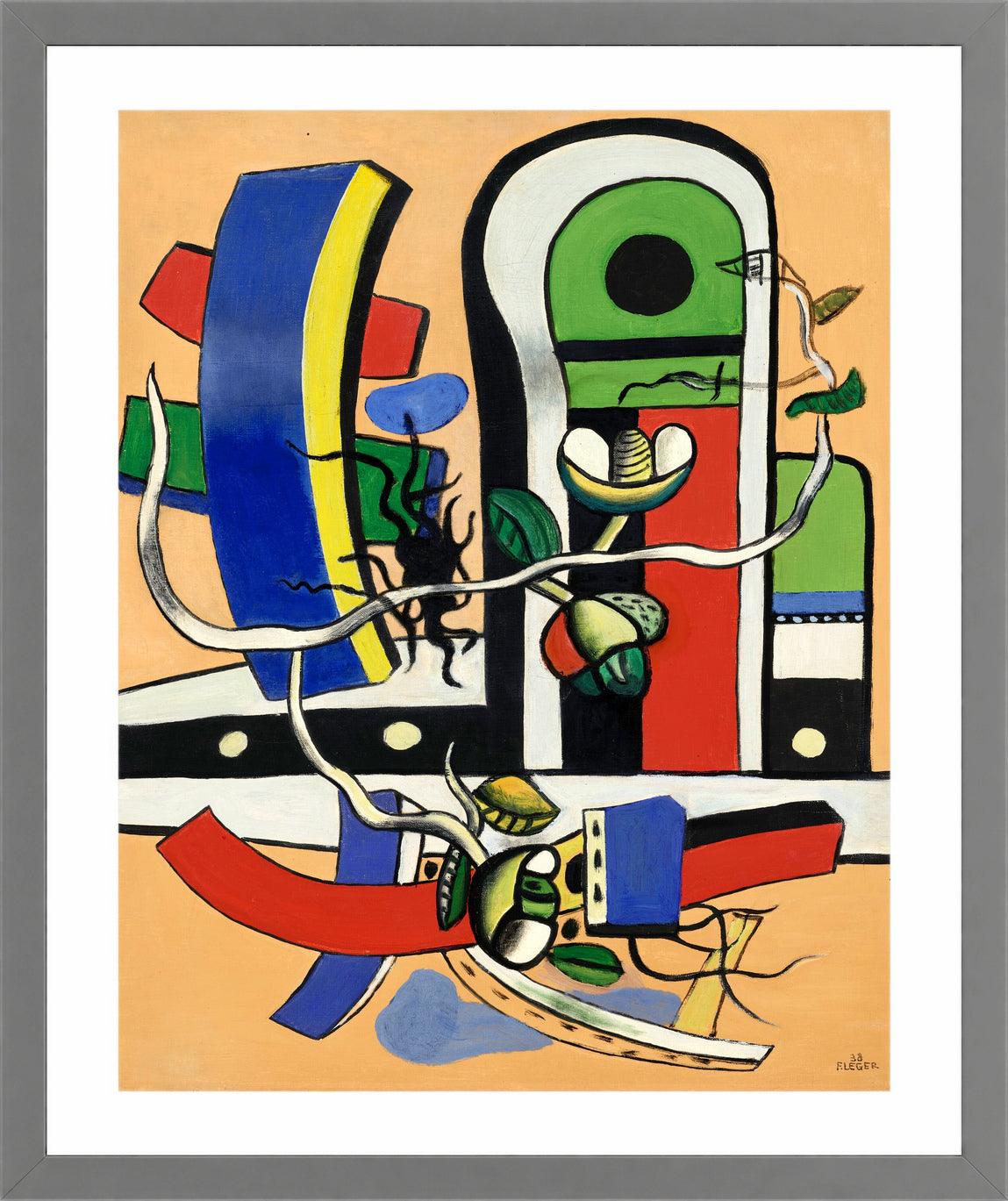 Fernand Léger, Composition aux trois fleurs — light grey frame