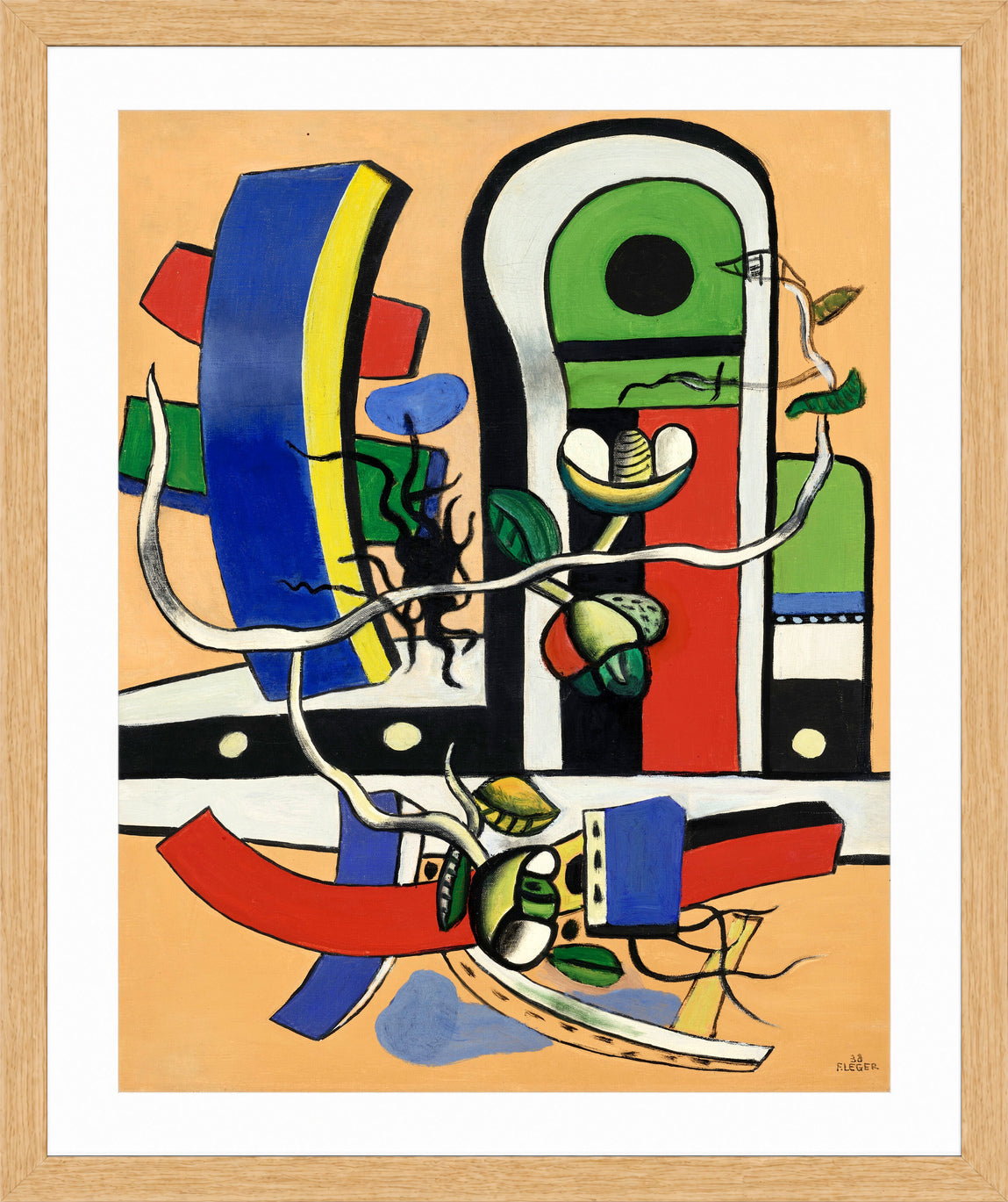 Fernand Léger, Composition aux trois fleurs — oak frame