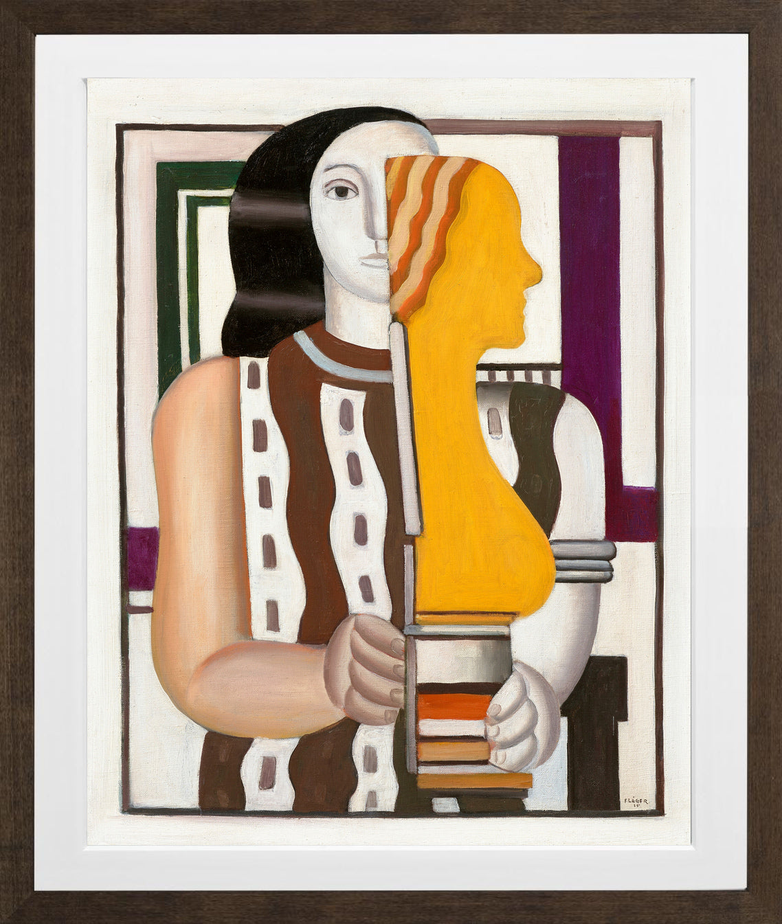 Fernand Léger, Femme portant une statuette — brown frame