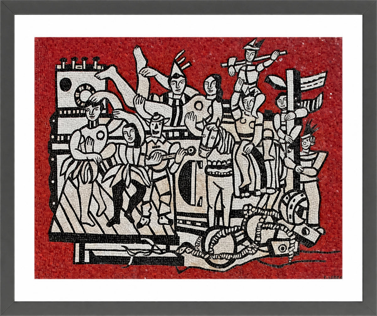 Fernand Leger Print, Grand parade with red background in a dark grey frame