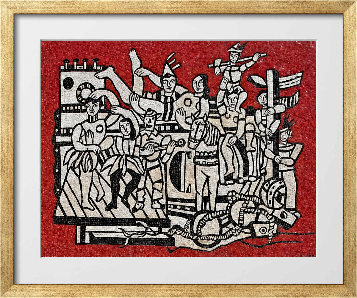 Fernand Leger Print, Grand parade with red background in a gold frame