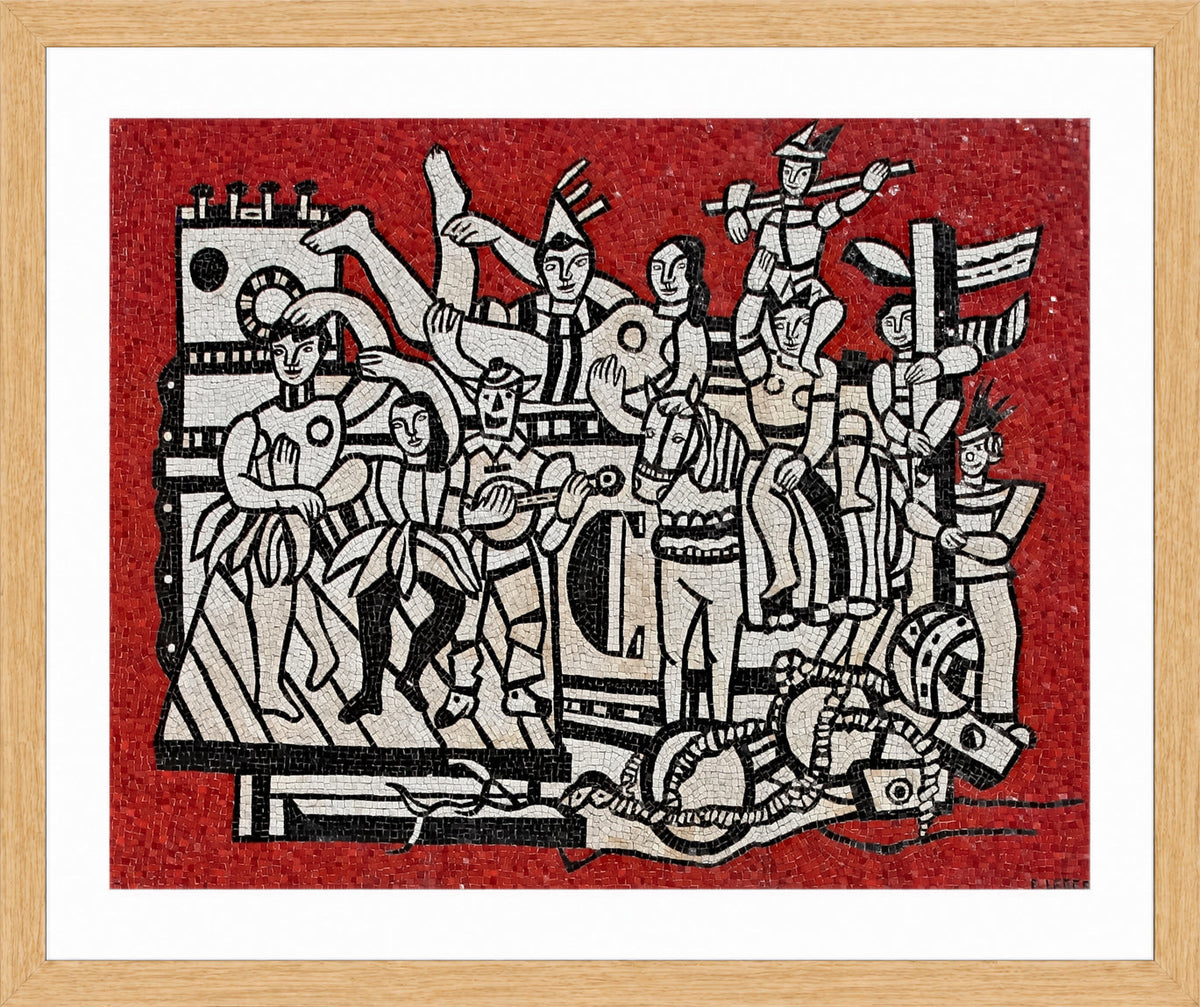 Fernand Leger Print, Grand parade with red background in an oak frame