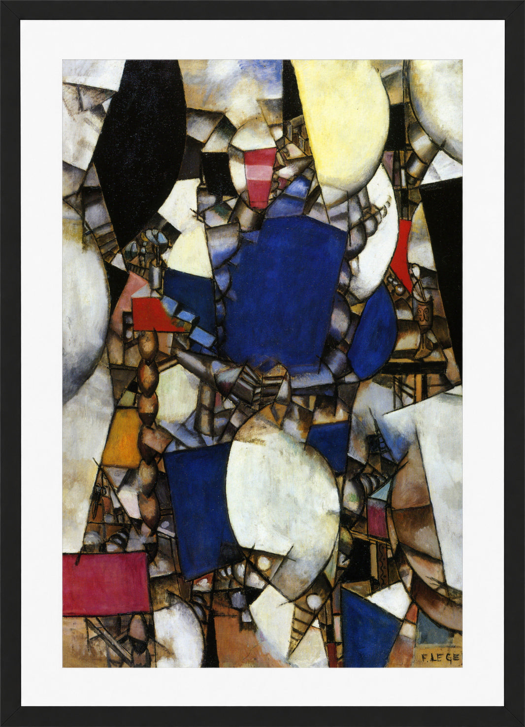Fernand Leger Print, La Femme en Bleu (Woman in Blue) in a black frame