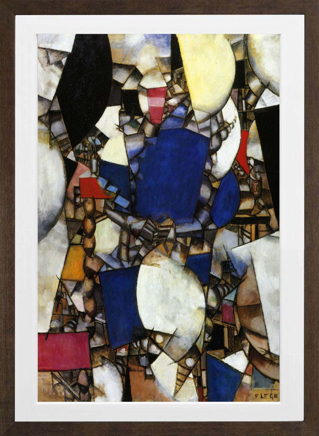 Fernand Leger Print, La Femme en Bleu (Woman in Blue) in a brown frame