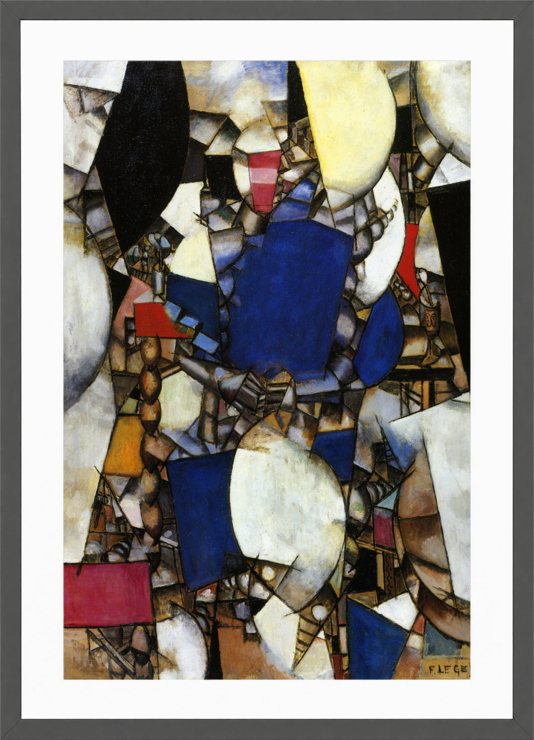 Fernand Leger Print, La Femme en Bleu (Woman in Blue) in a dark grey frame