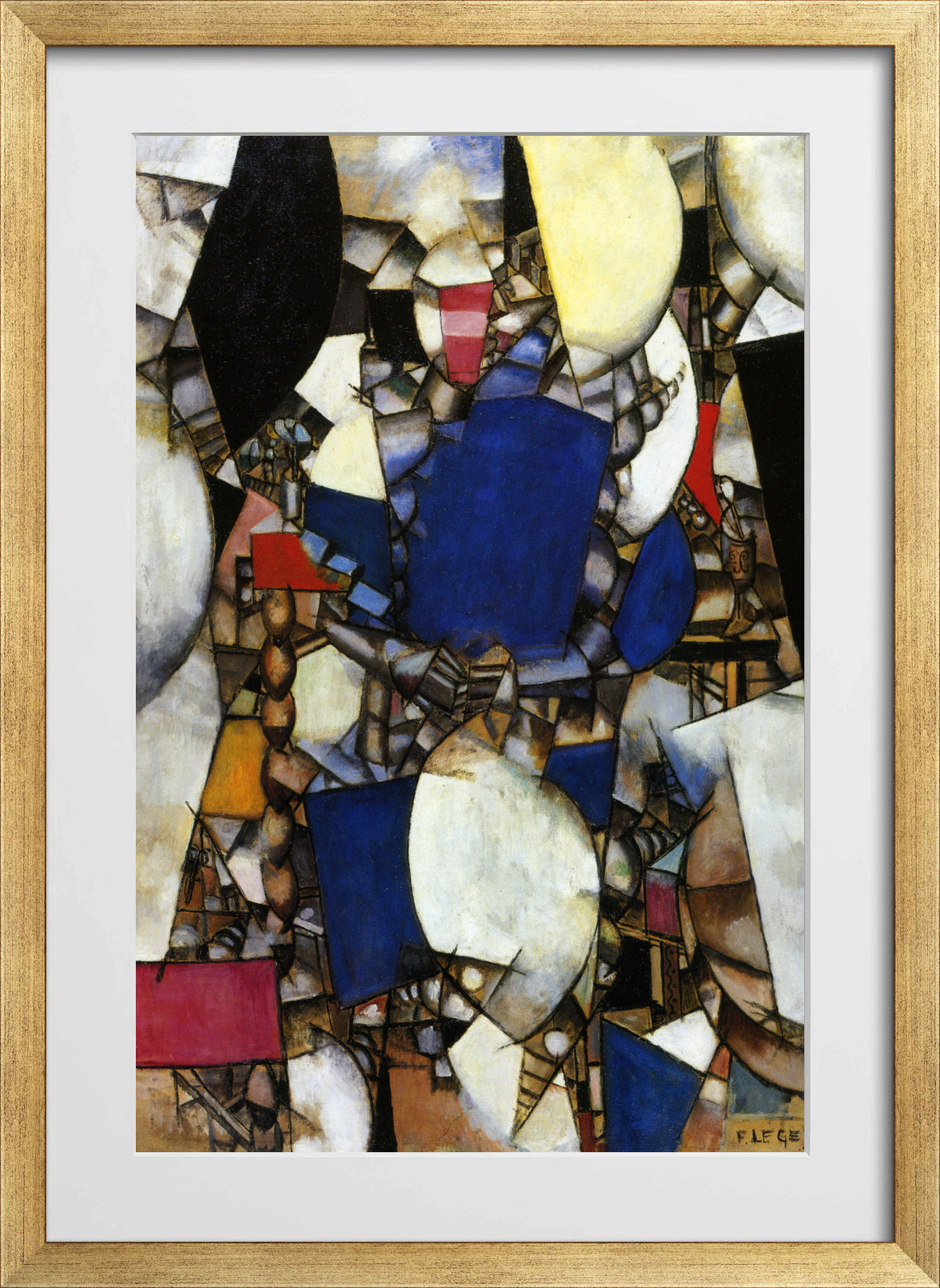 Fernand Leger Print, La Femme en Bleu (Woman in Blue) in a gold frame