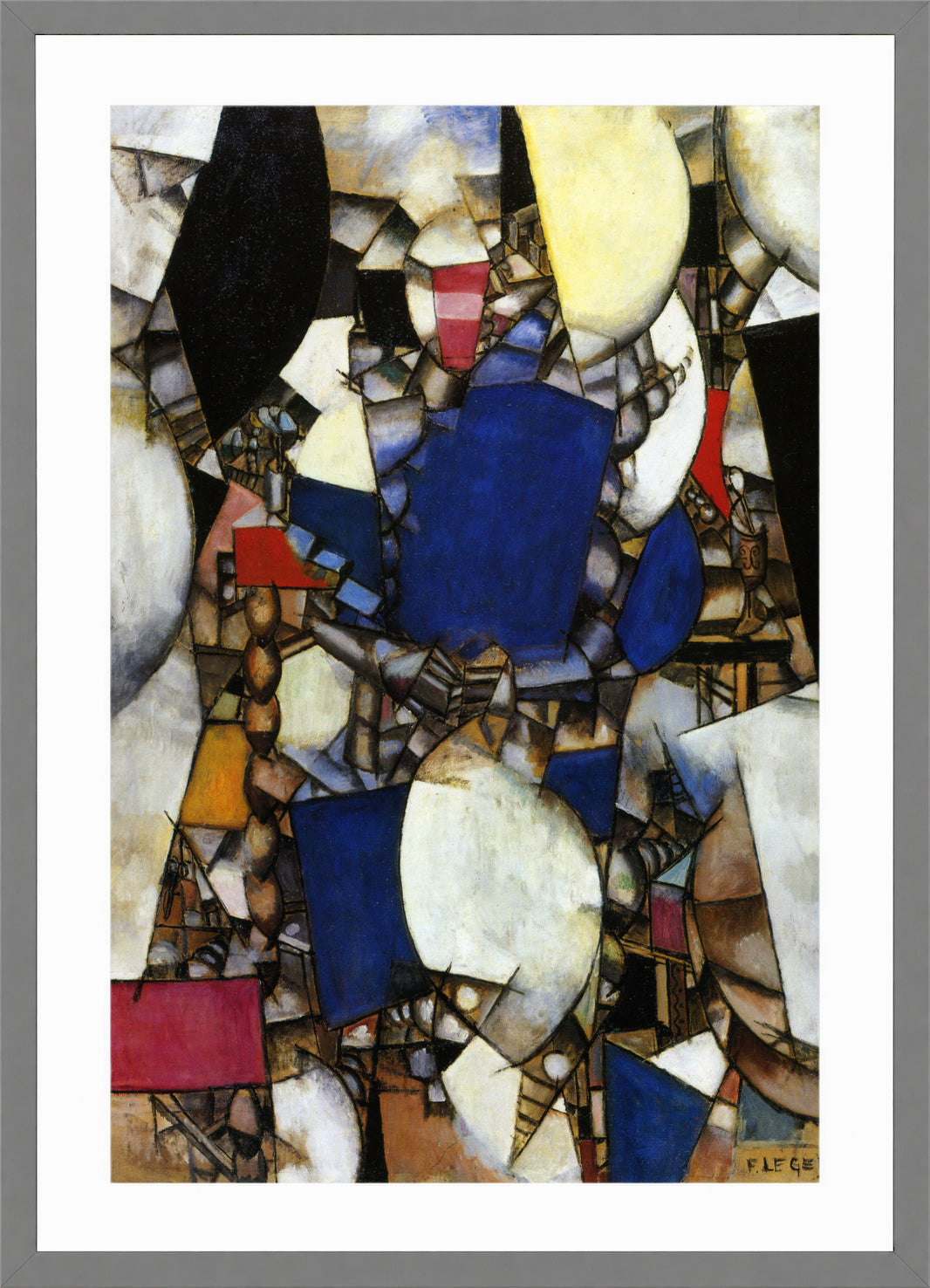Fernand Leger Print, La Femme en Bleu (Woman in Blue) in a light grey frame
