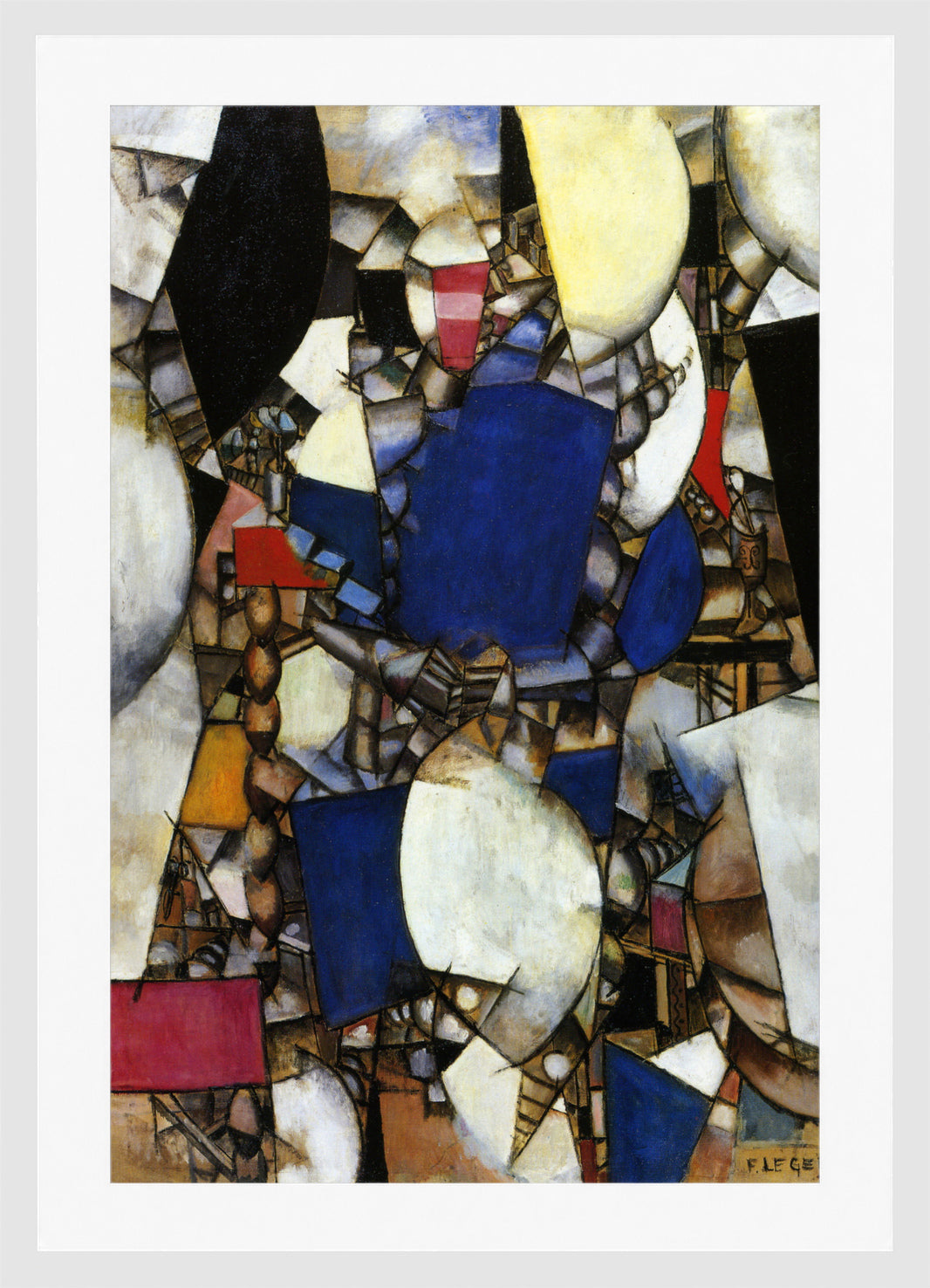 Fernand Leger Print, La Femme en Bleu (Woman in Blue) in a white frame
