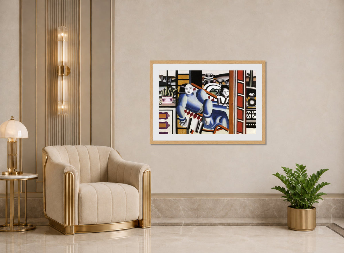 Fernand Leger Print, La femme et l'enfant (Mother and Child) displayed in an Art Deco interior