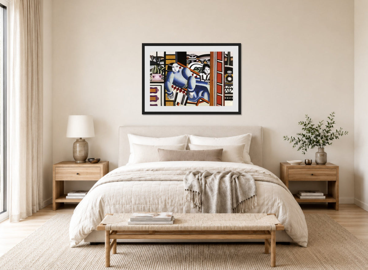 Fernand Leger Print, La femme et l'enfant (Mother and Child) displayed above a bed