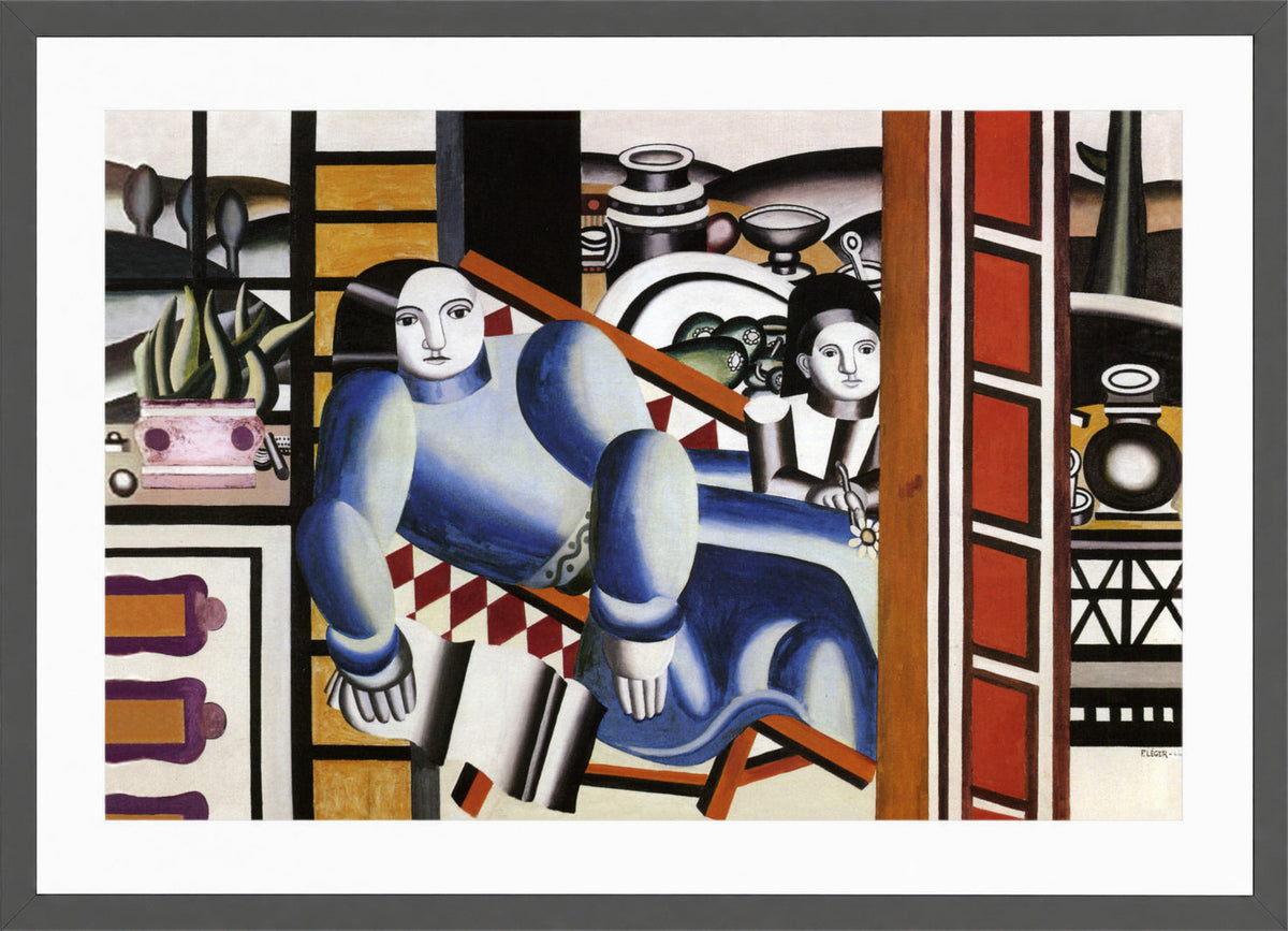 Fernand Leger Print, La femme et l'enfant (Mother and Child) in a dark grey frame