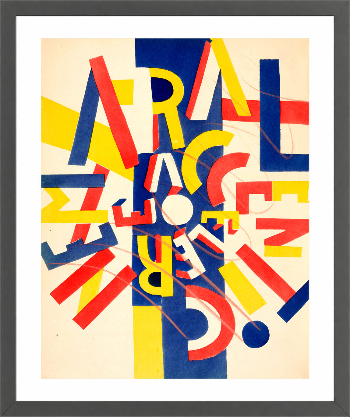 Fernand Léger, La Fin du monde — Coloured Letter Composition — dark grey frame