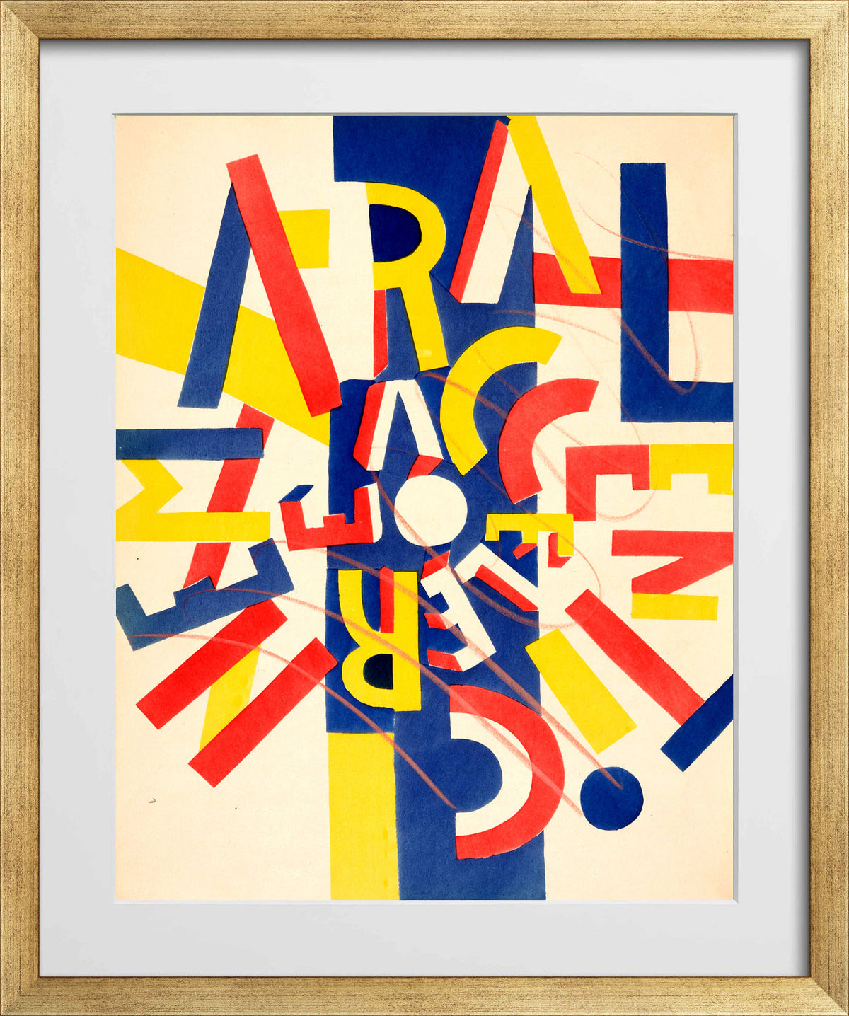 Fernand Léger, La Fin du monde — Coloured Letter Composition — gold frame