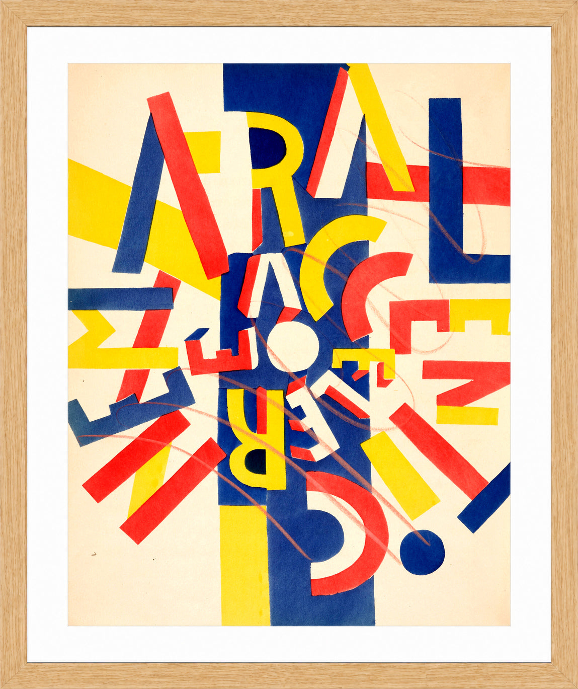 Fernand Léger, La Fin du monde — Coloured Letter Composition — oak frame