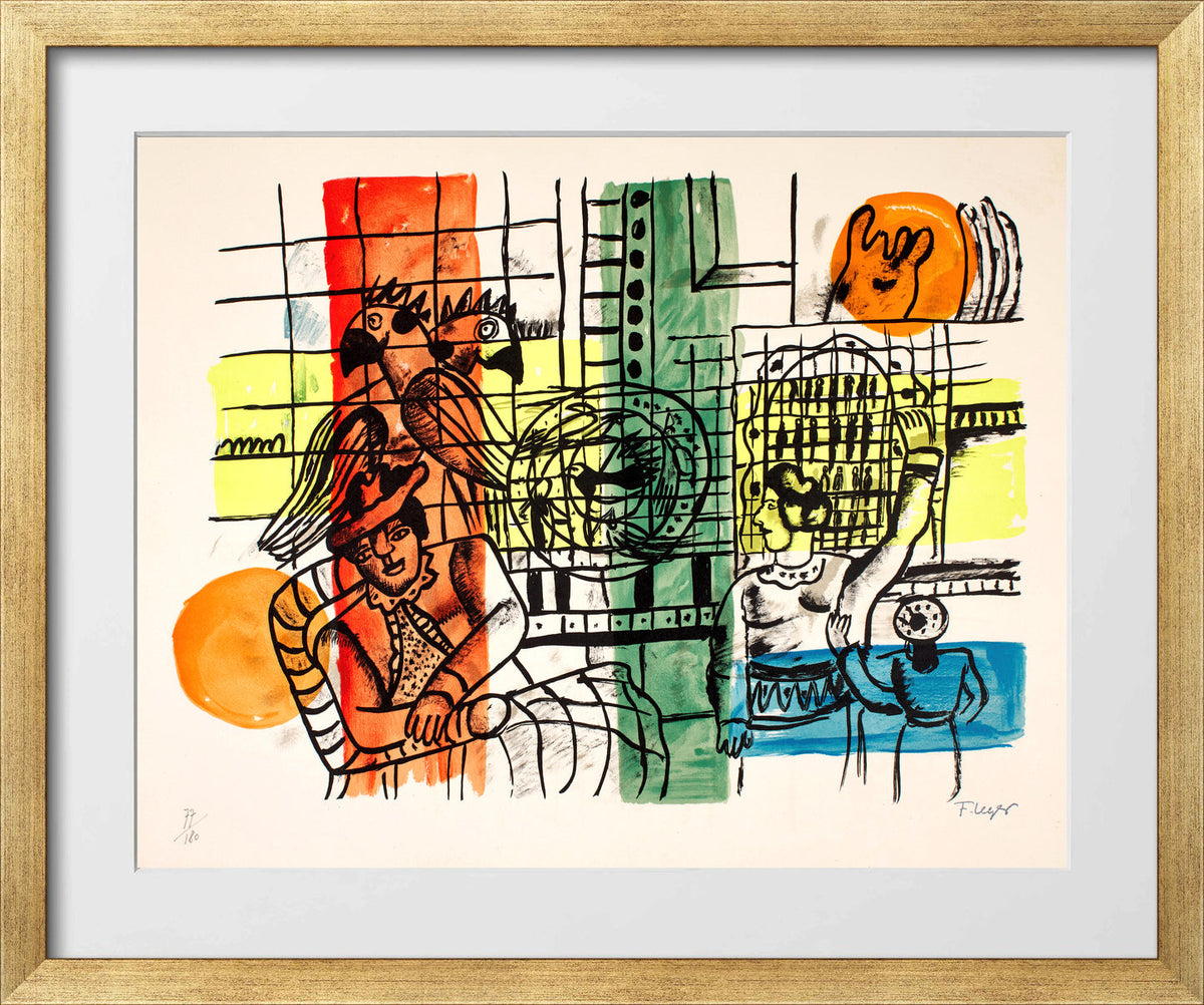 Fernand Léger, La Marchande d’oiseaux — gold frame