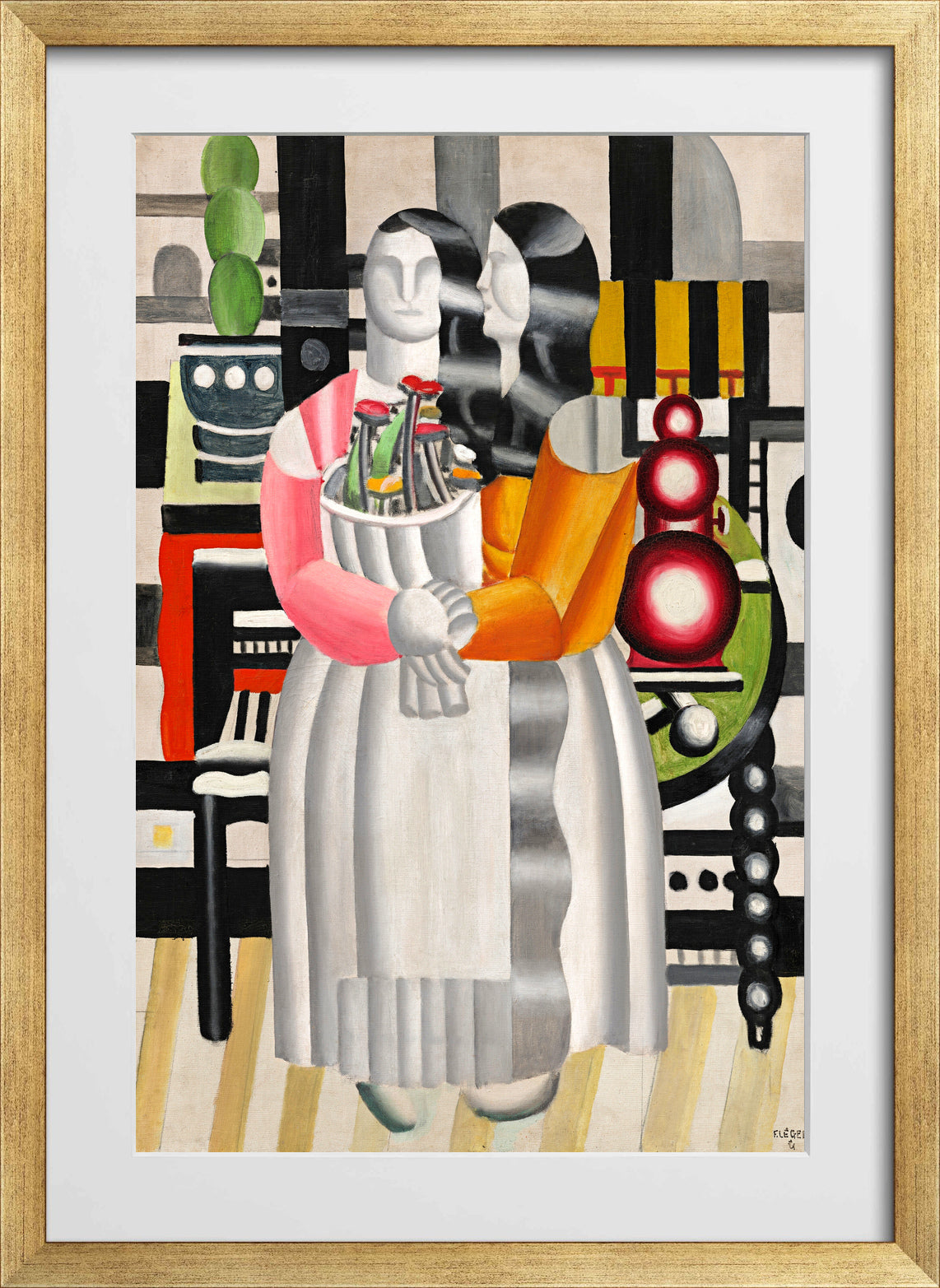 Fernand Léger, Les Confidences (Les deux femmes au bouquet) — gold frame
