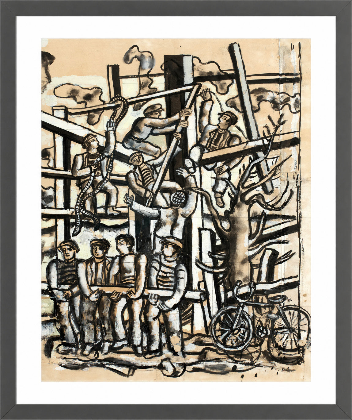 Fernand Léger, Les Constructeurs au vélo — dark grey frame