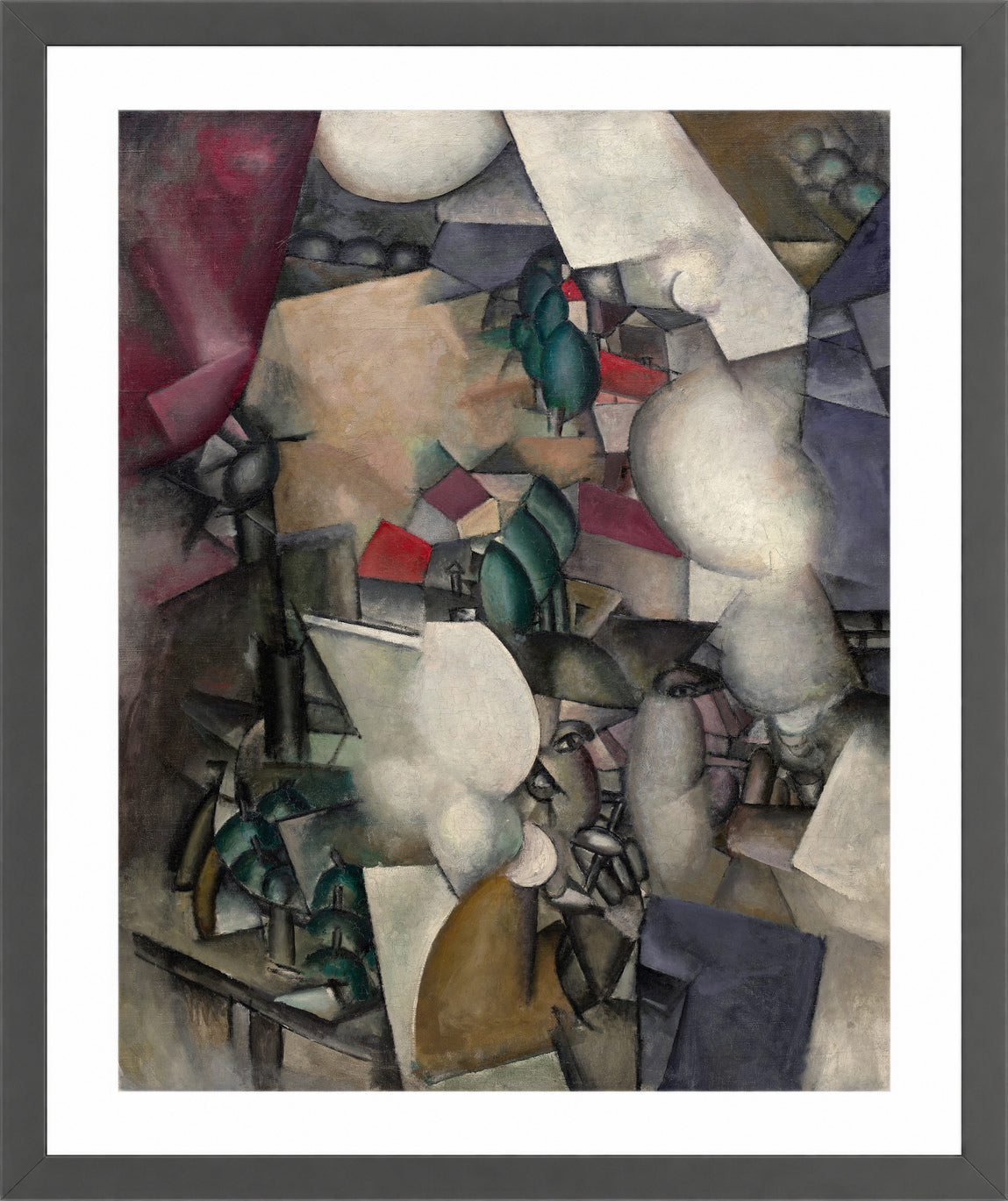 Fernand Leger Print, Les Fumeurs (The Smokers) in a dark grey frame